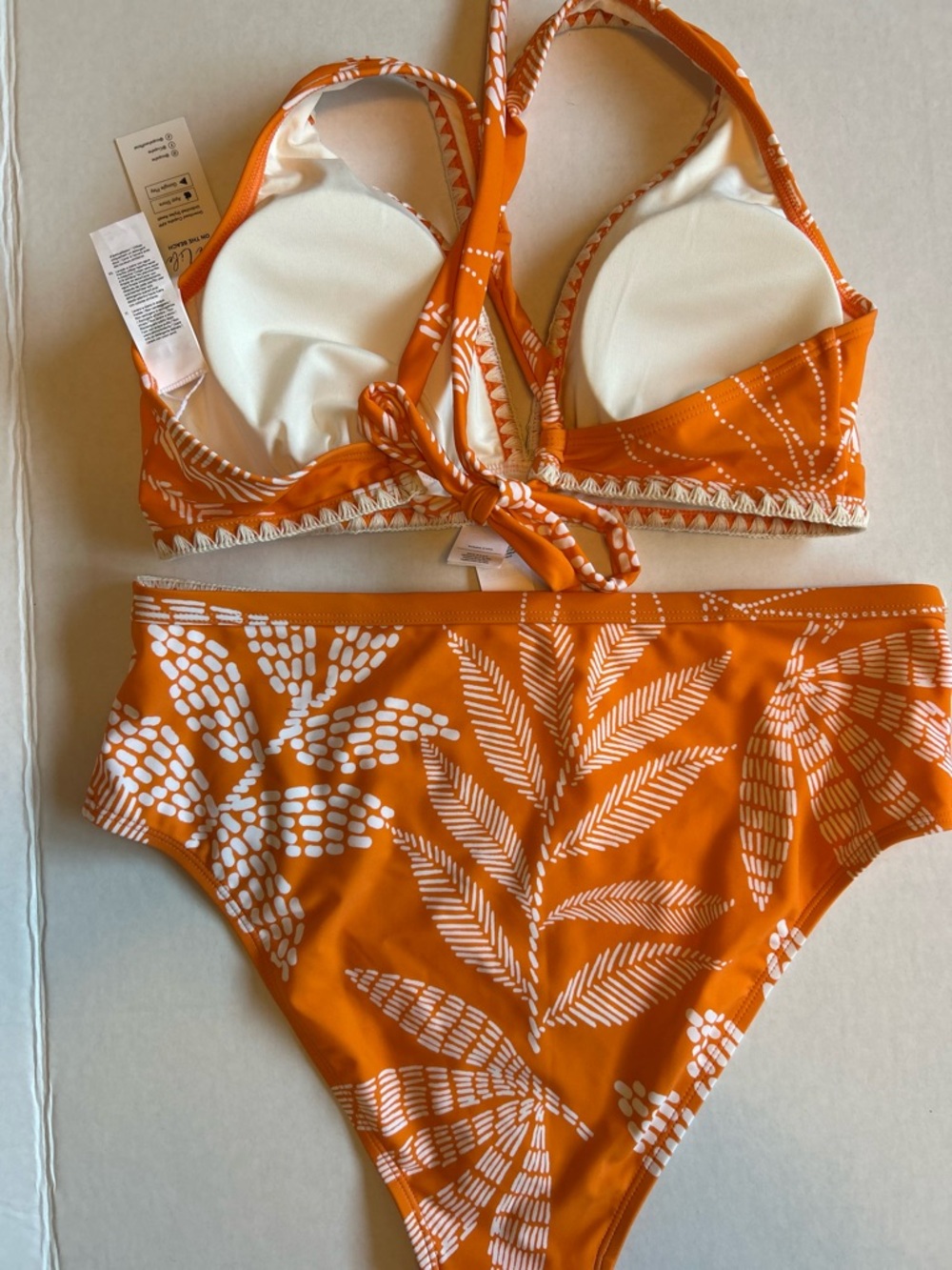 CUPSHE Women's Orange Printed High-Waist Bikini Set Size L - Picture 6 of 10